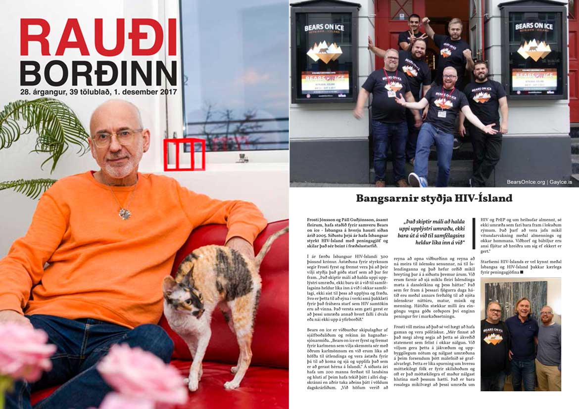 Bears on Ice article in HIV-Iceland's Red Ribbon newsletter